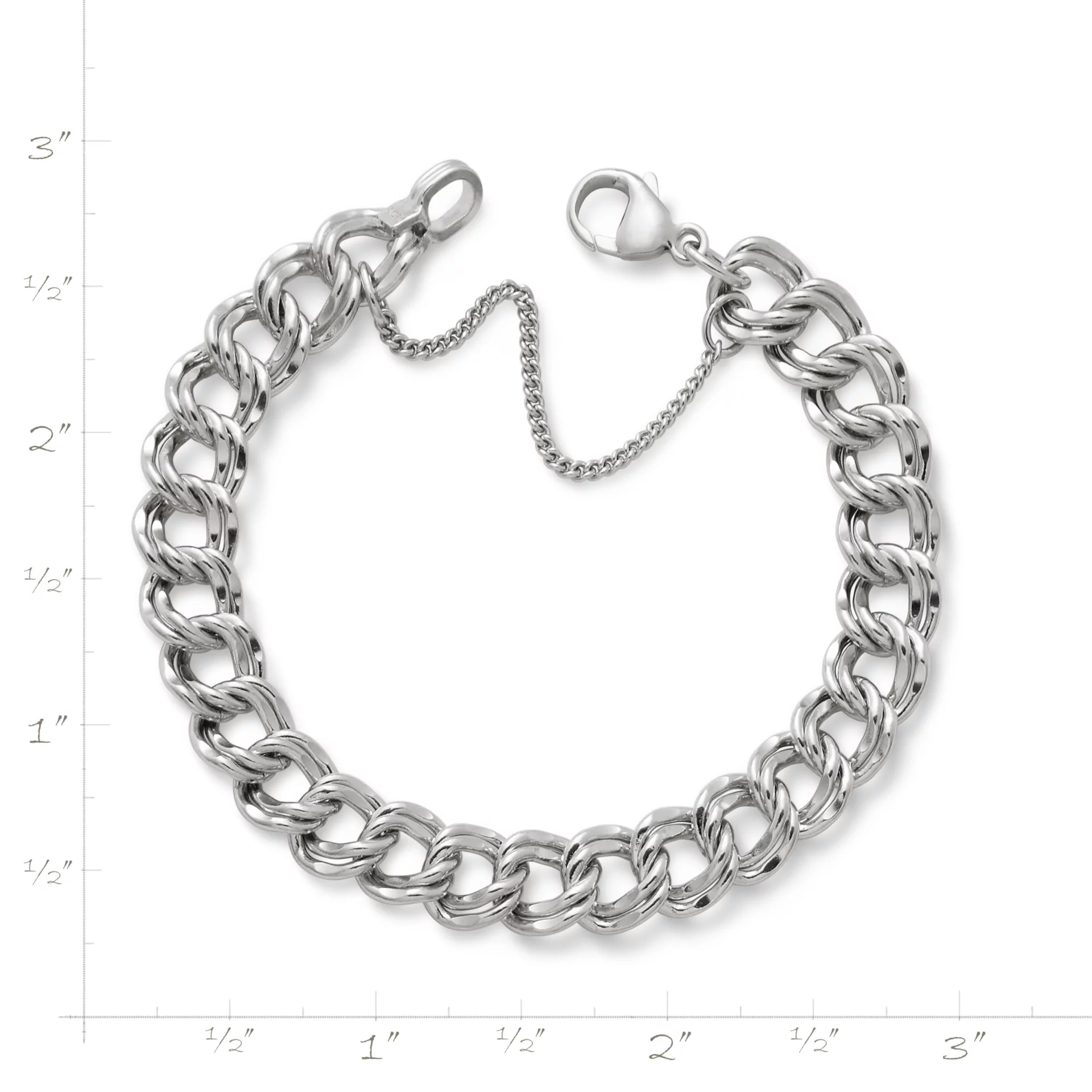 Heavy Double Curb Charm Bracelet - Image 2