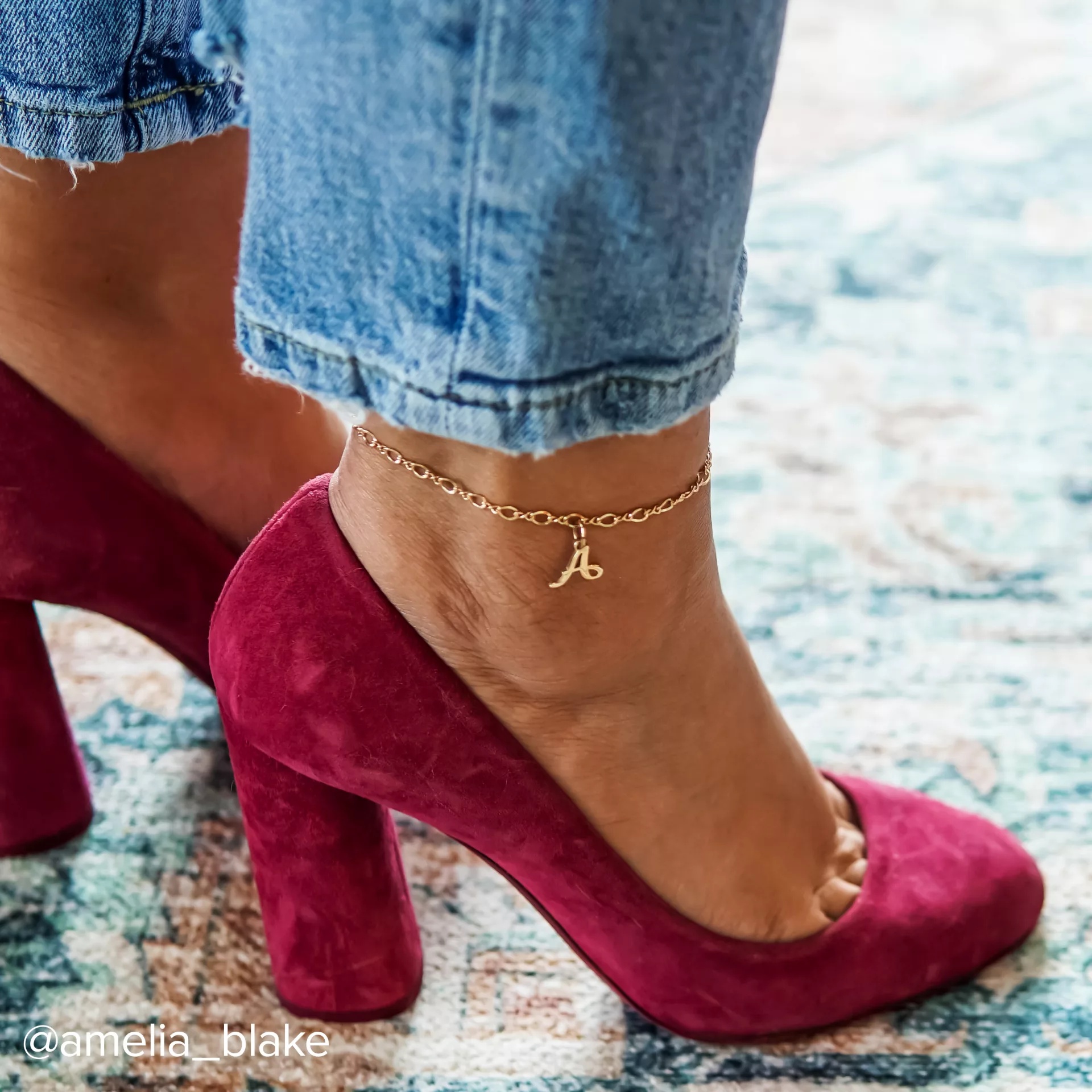 Small Script Initial Anklet - Image 3