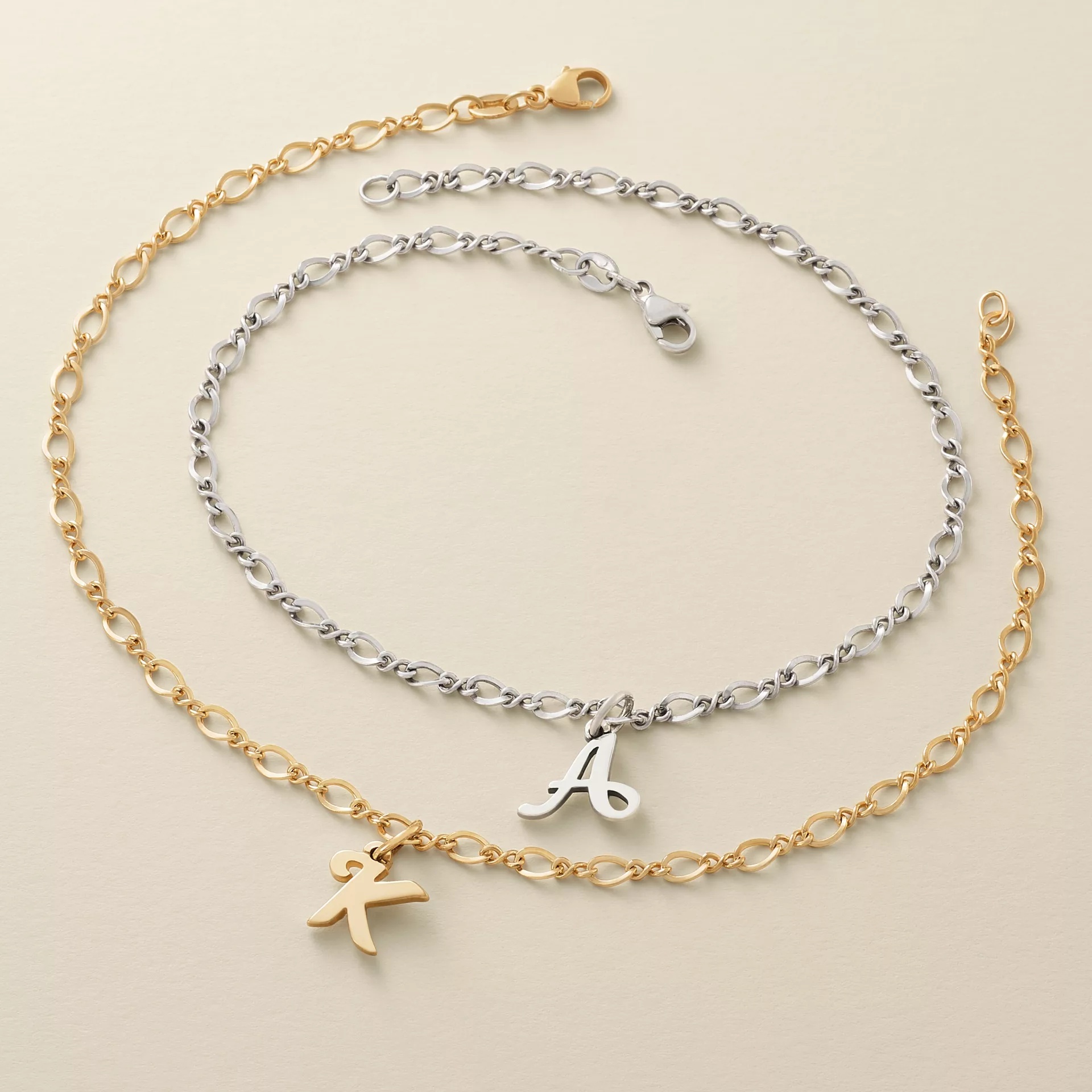 Small Script Initial Anklet - Image 2
