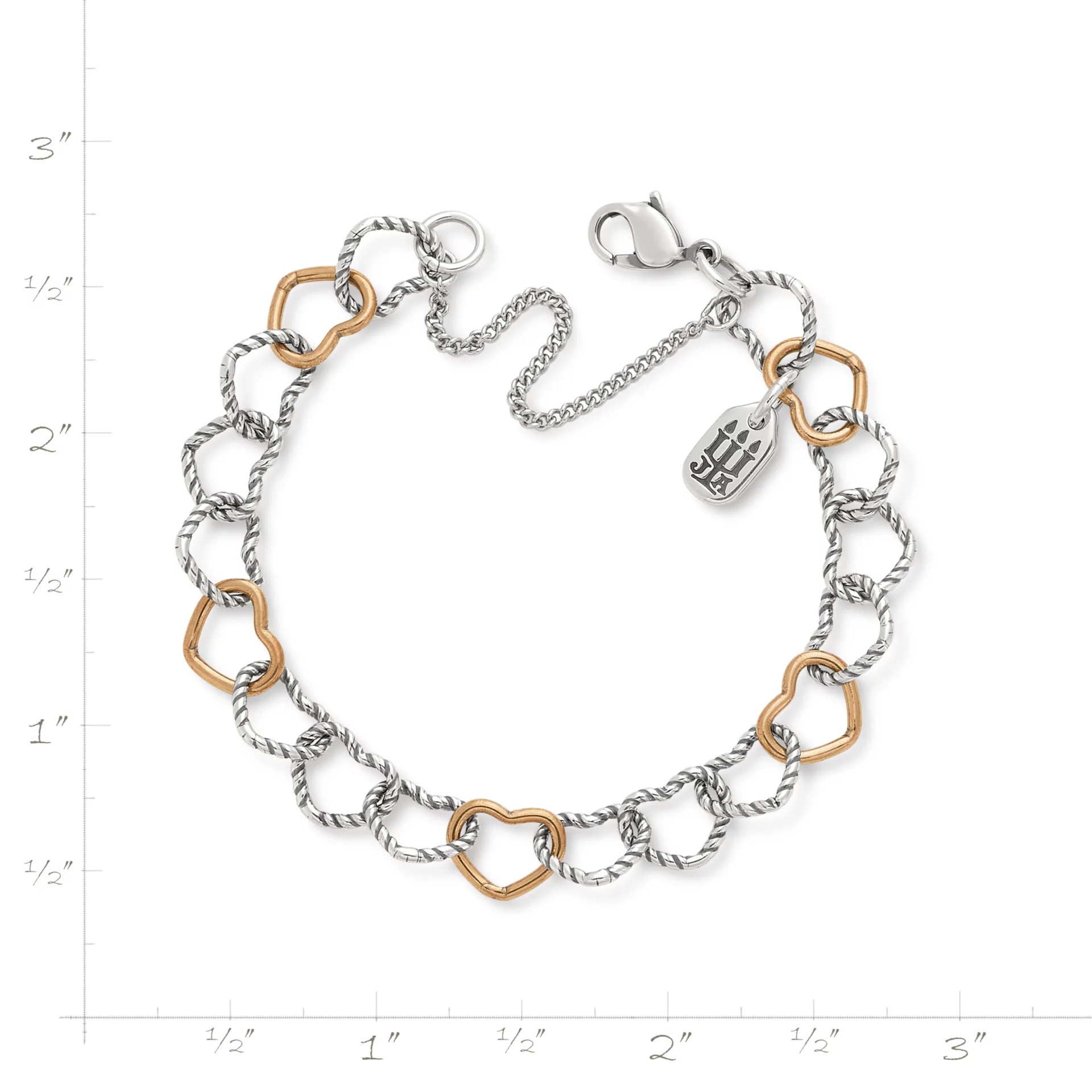 Twisted Wire Connected Hearts Charm Bracelet - Image 4