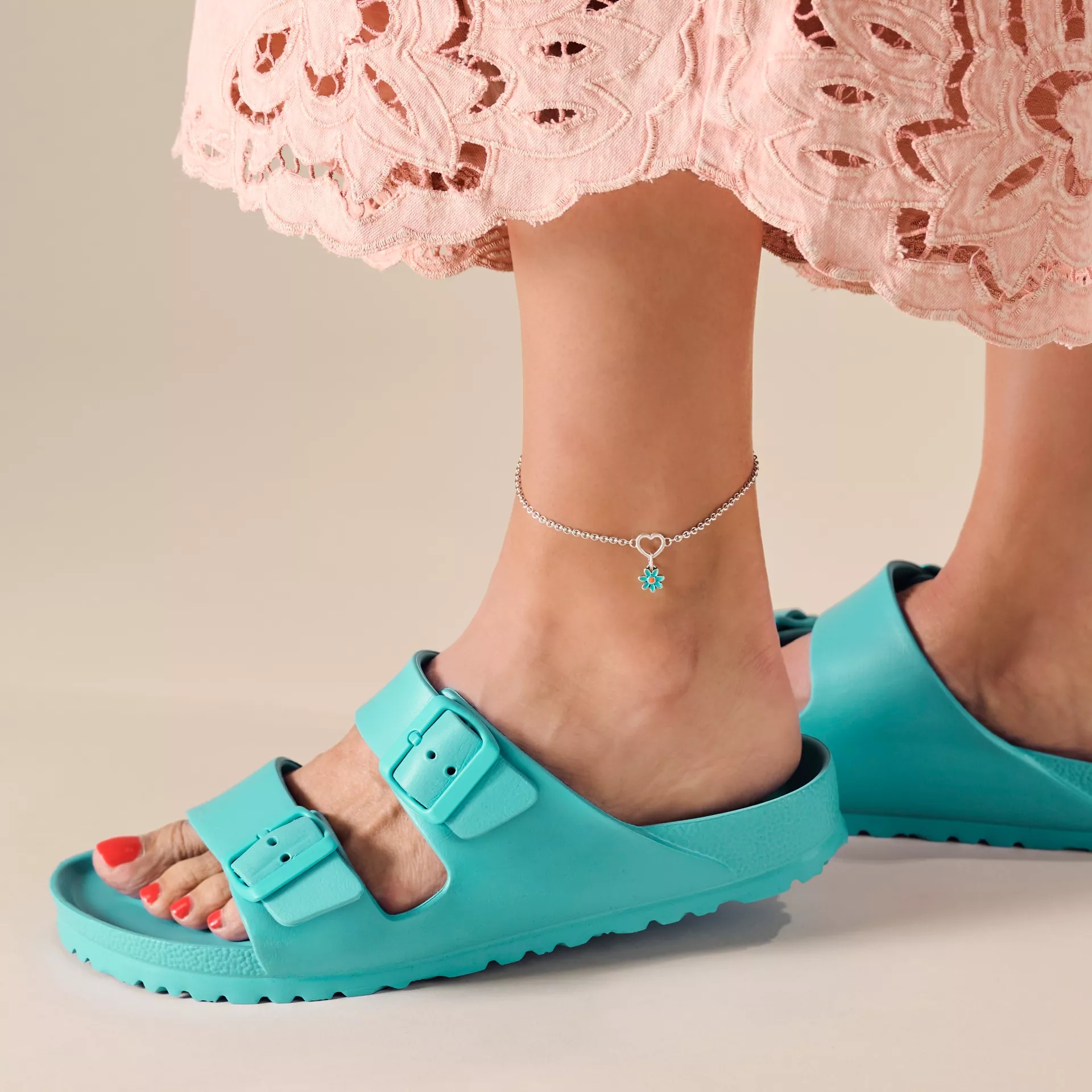 Heart Station Charm Anklet - Image 4