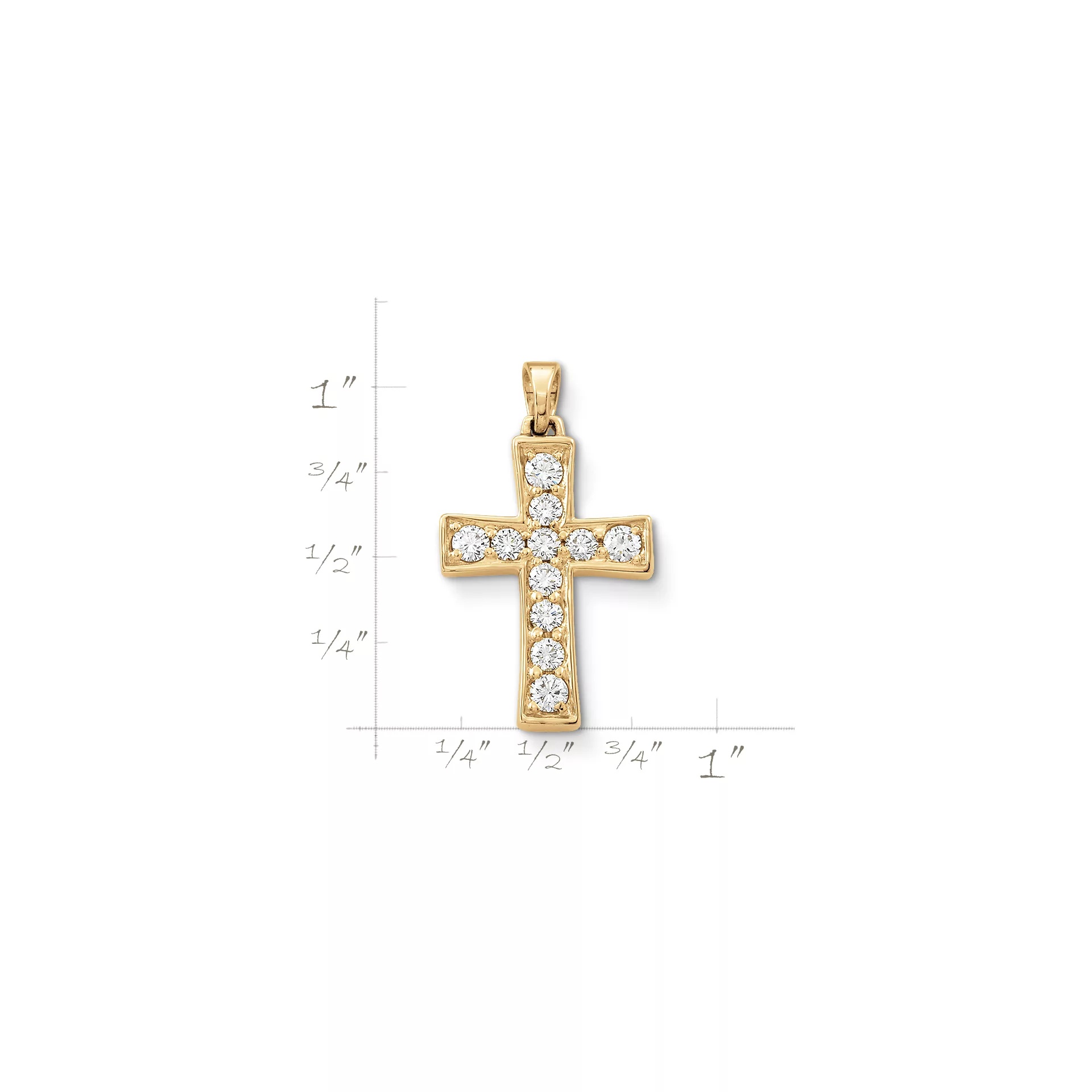 Plain Latin Cross Pendant with Diamonds - Image 3