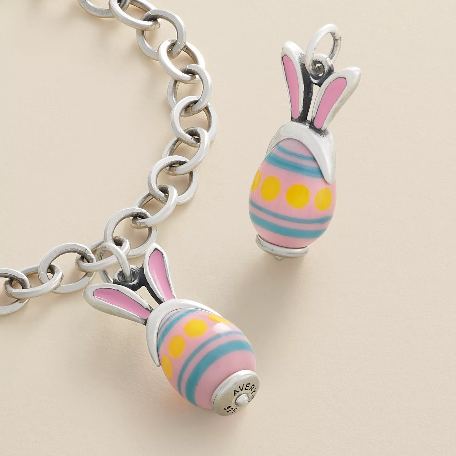 Enamel Bunny Ears Art Glass Charm - Image 2