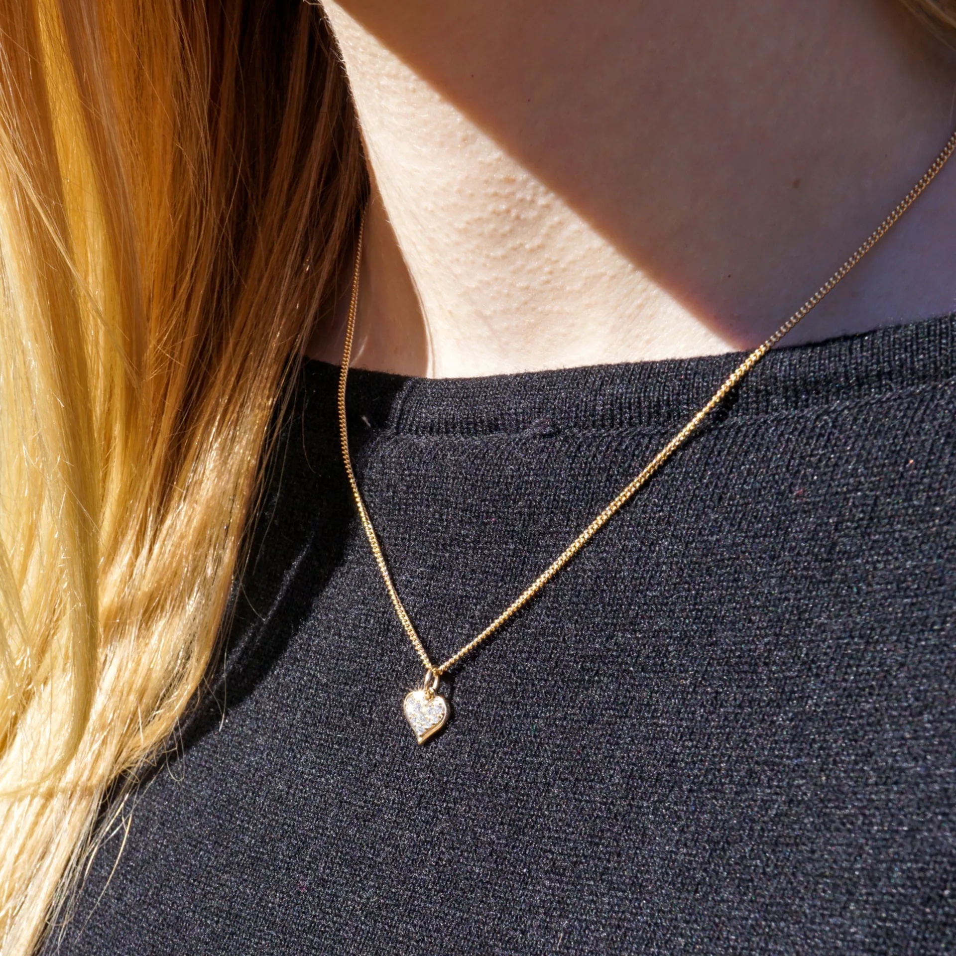Delicate Pave Diamond Heart Pendant - Image 4