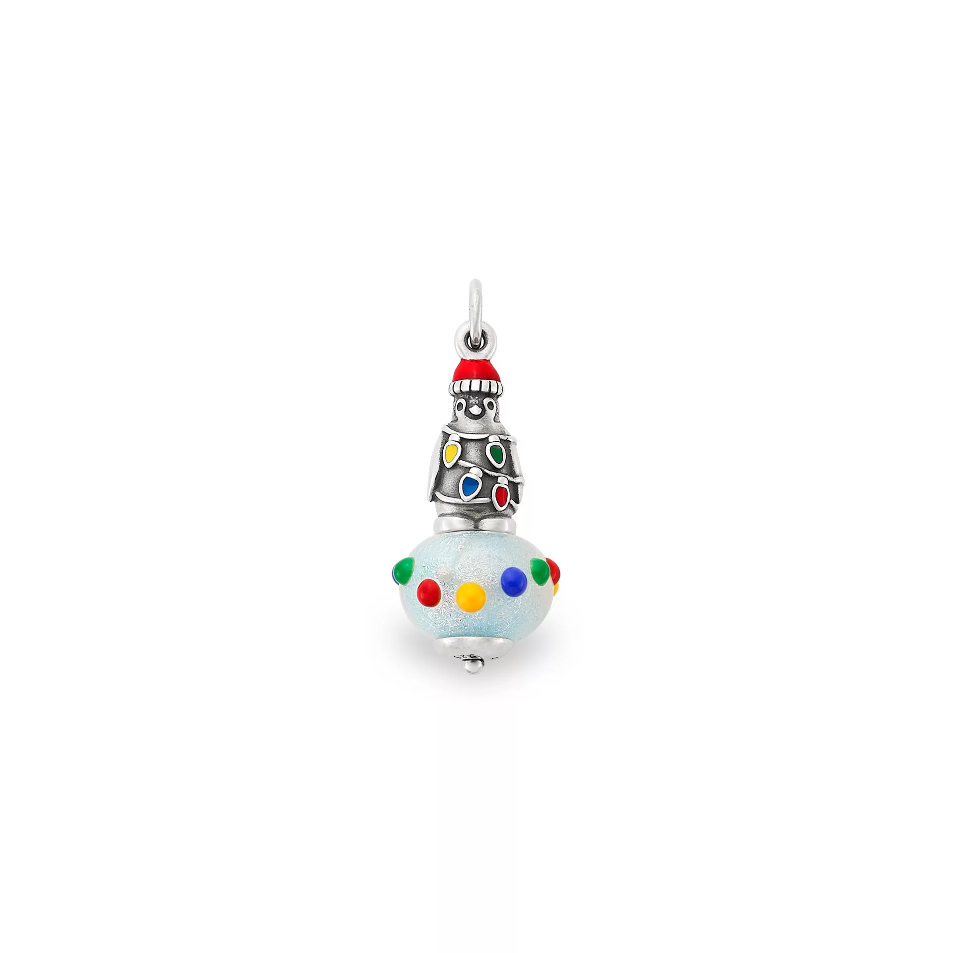 Enamel Christmas Penguin Art Glass Charm