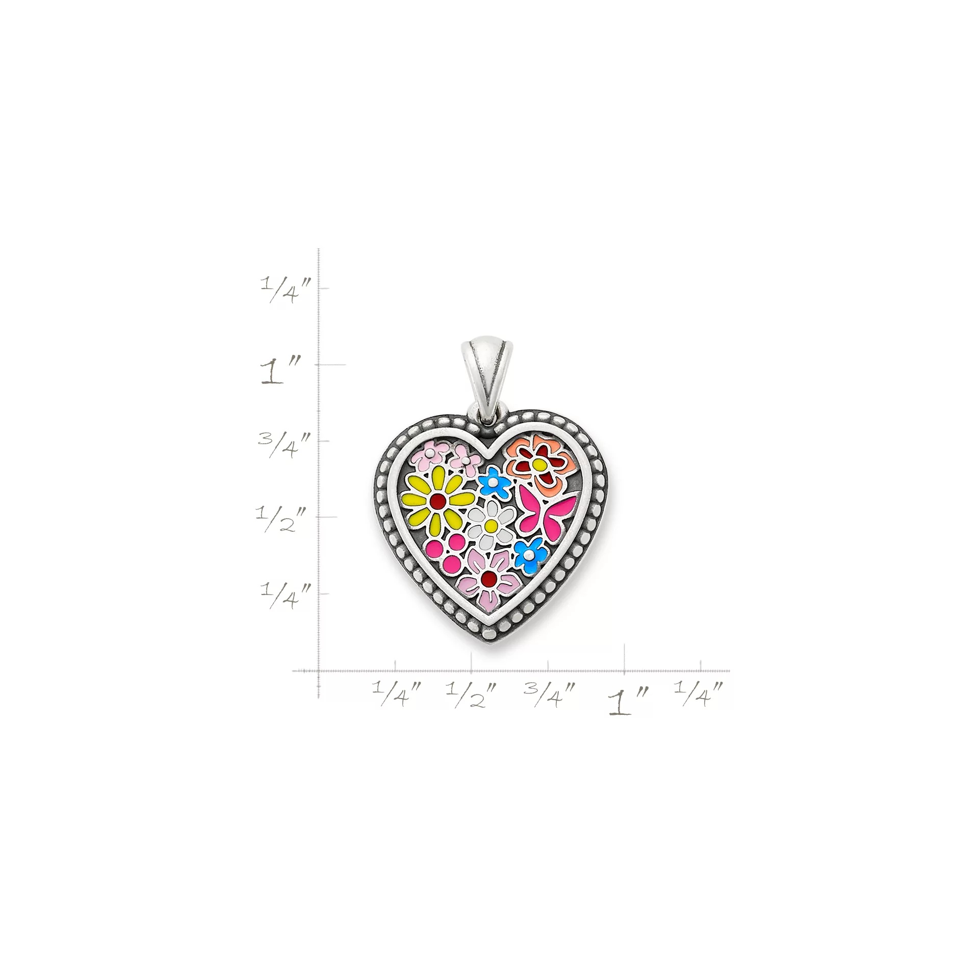 Enamel Floral Heart Pendant - Image 5