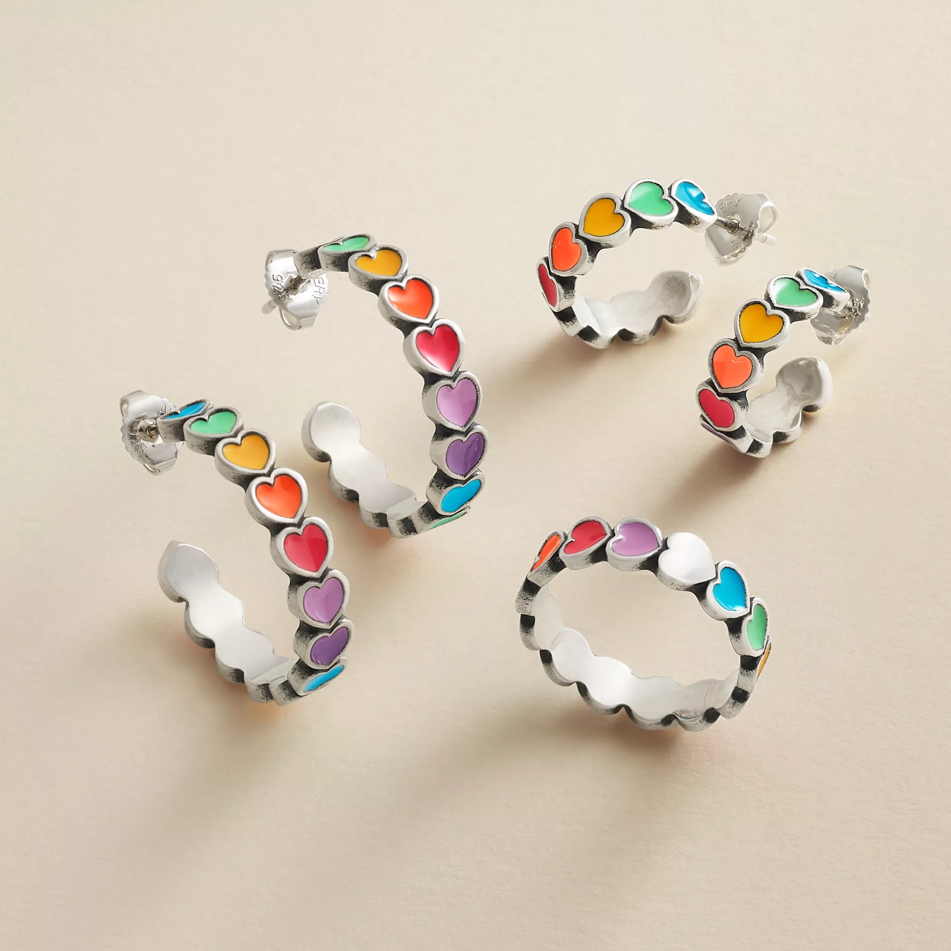 Enamel Connected Hearts Hoops - Image 5