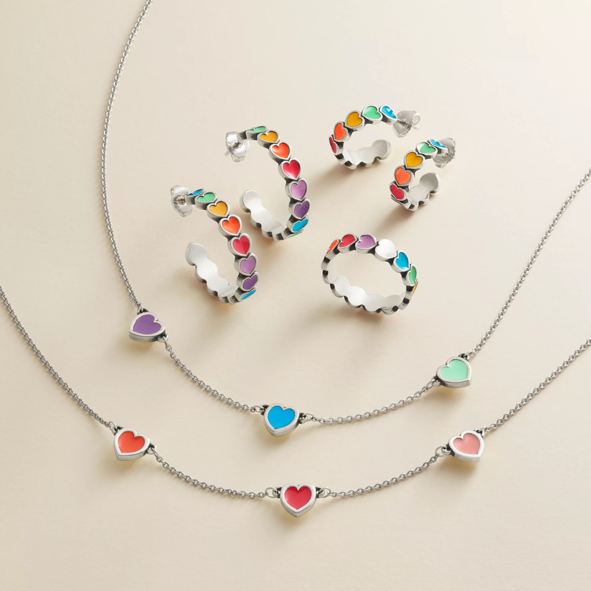 Enamel Connected Hearts Necklace - Image 4