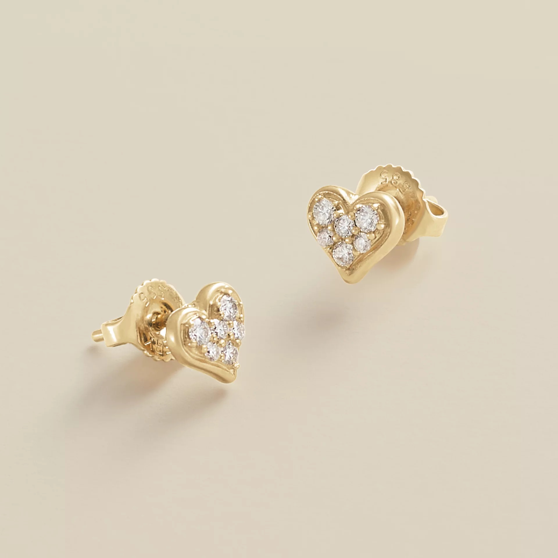 Delicate Pave Diamond Heart Studs - Image 3