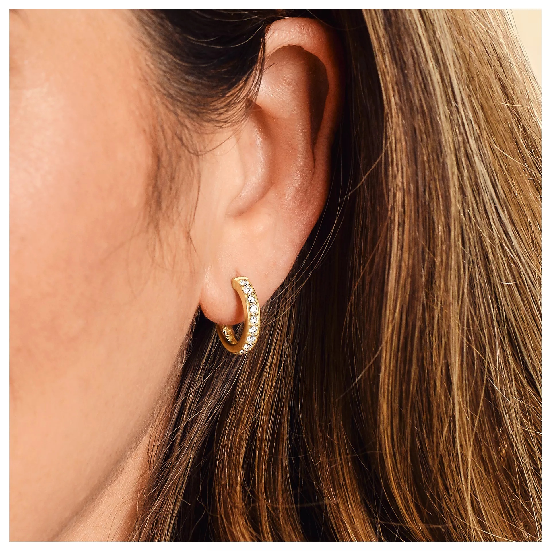 Delicate Pave Diamond Hoops - Image 4