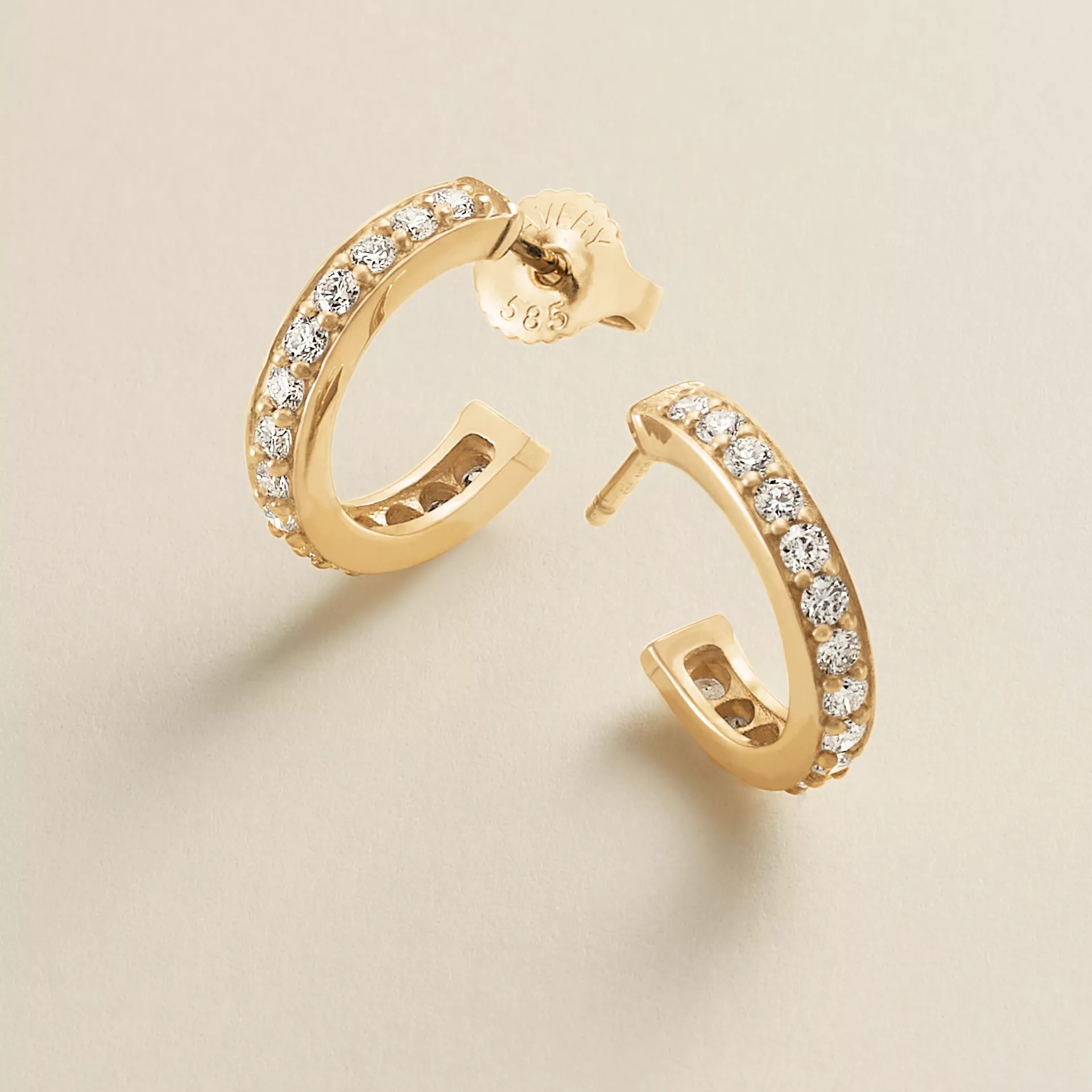 Delicate Pave Diamond Hoops - Image 2