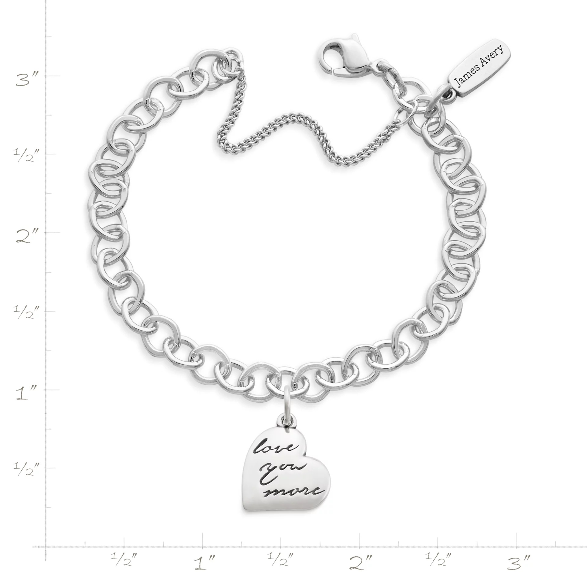 Love You More Charm on Forged Link Charm Bracelet - Image 2