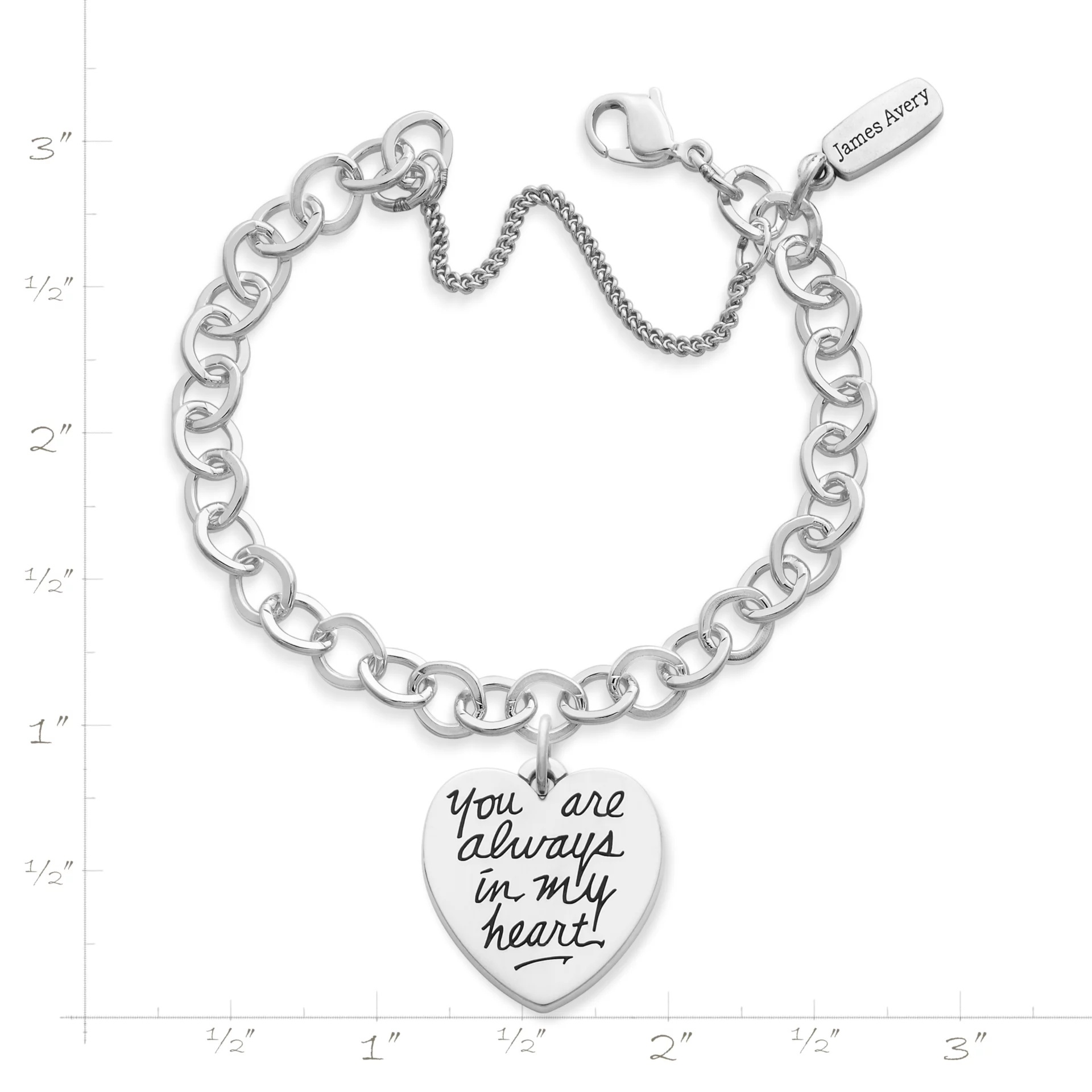 You Are Always in My Heart Charm on Forged Link Charm Bracelet - Image 2