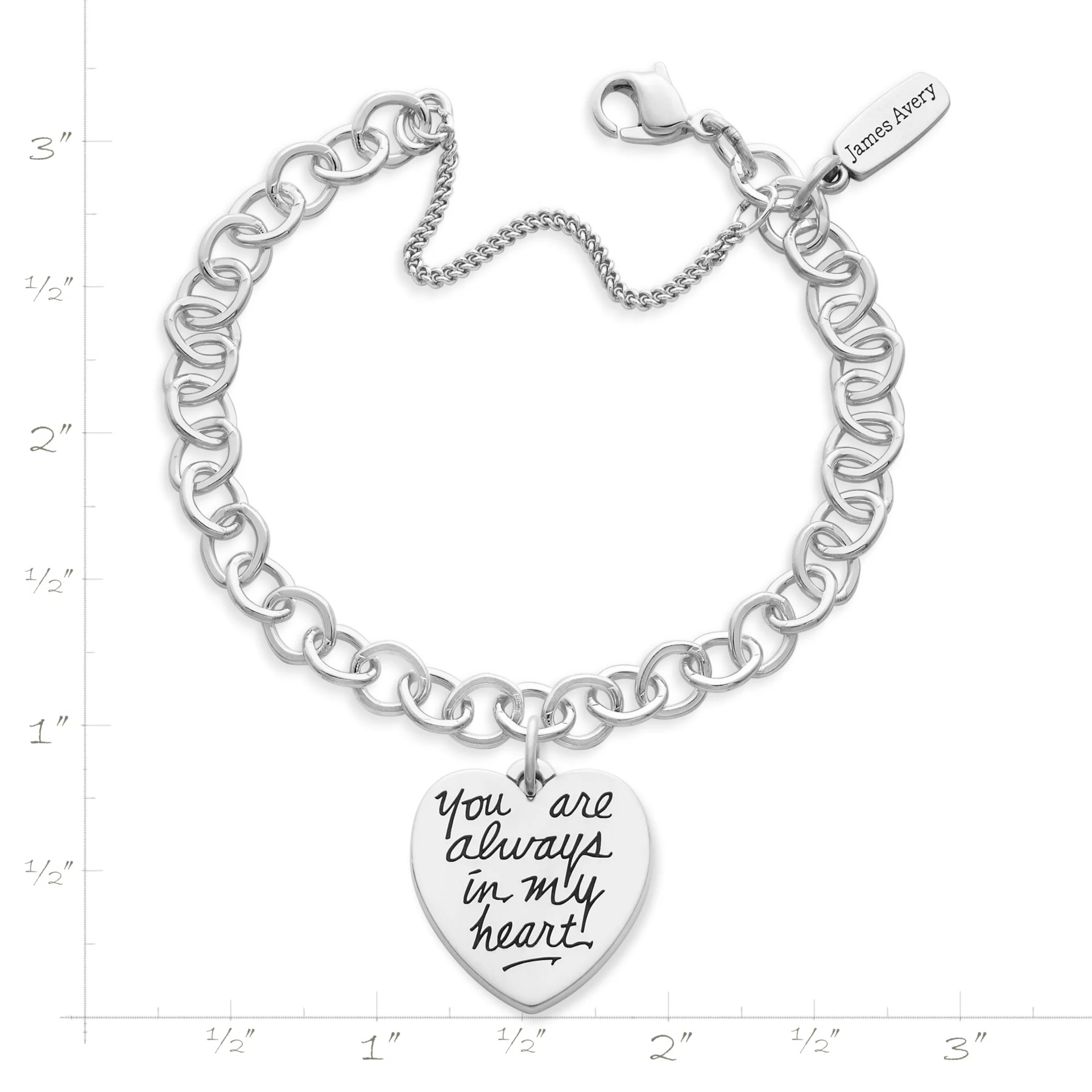You Are Always in My Heart Charm on Forged Link Charm Bracelet - Image 2