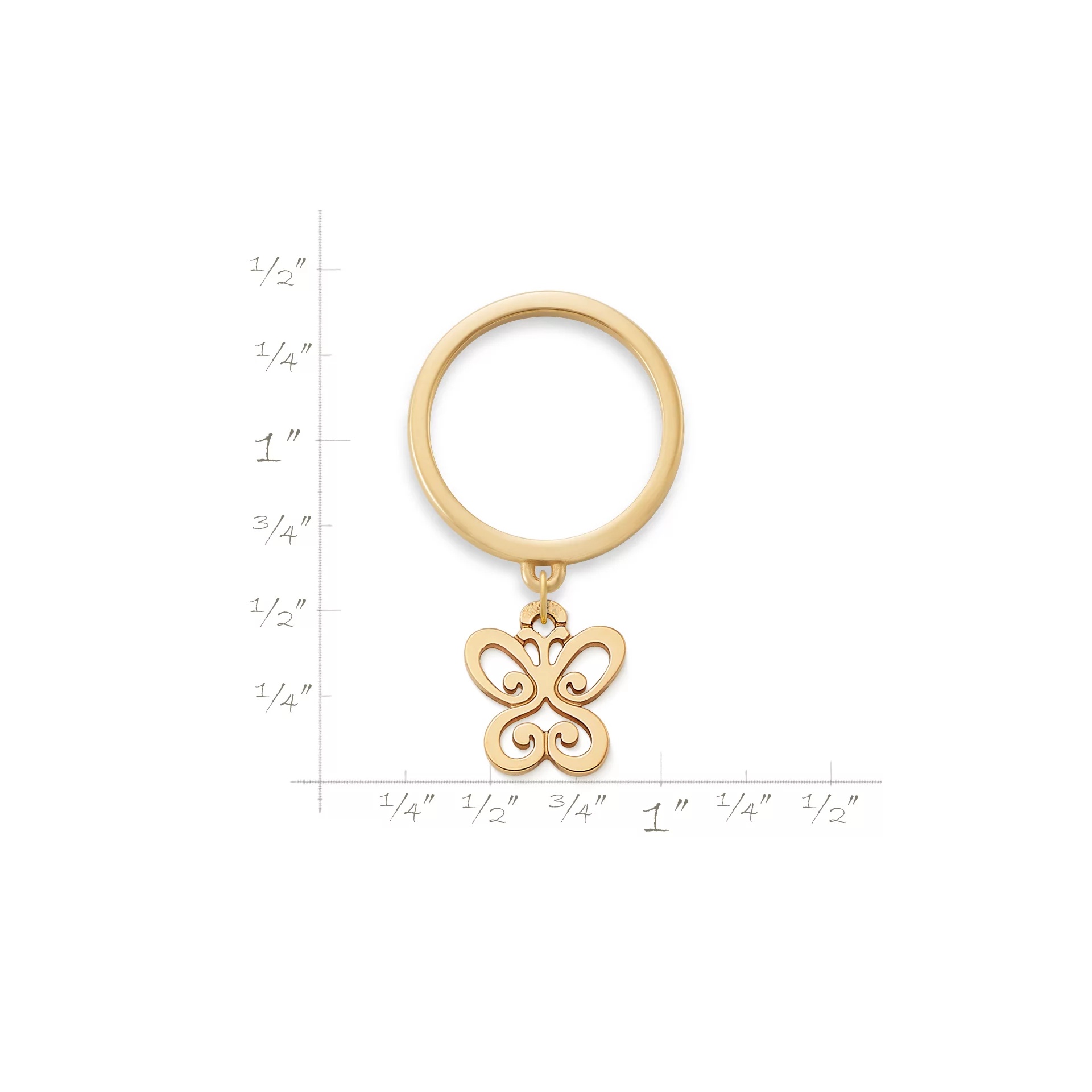 Small Spring Butterfly Charm Dangle Ring - Image 2
