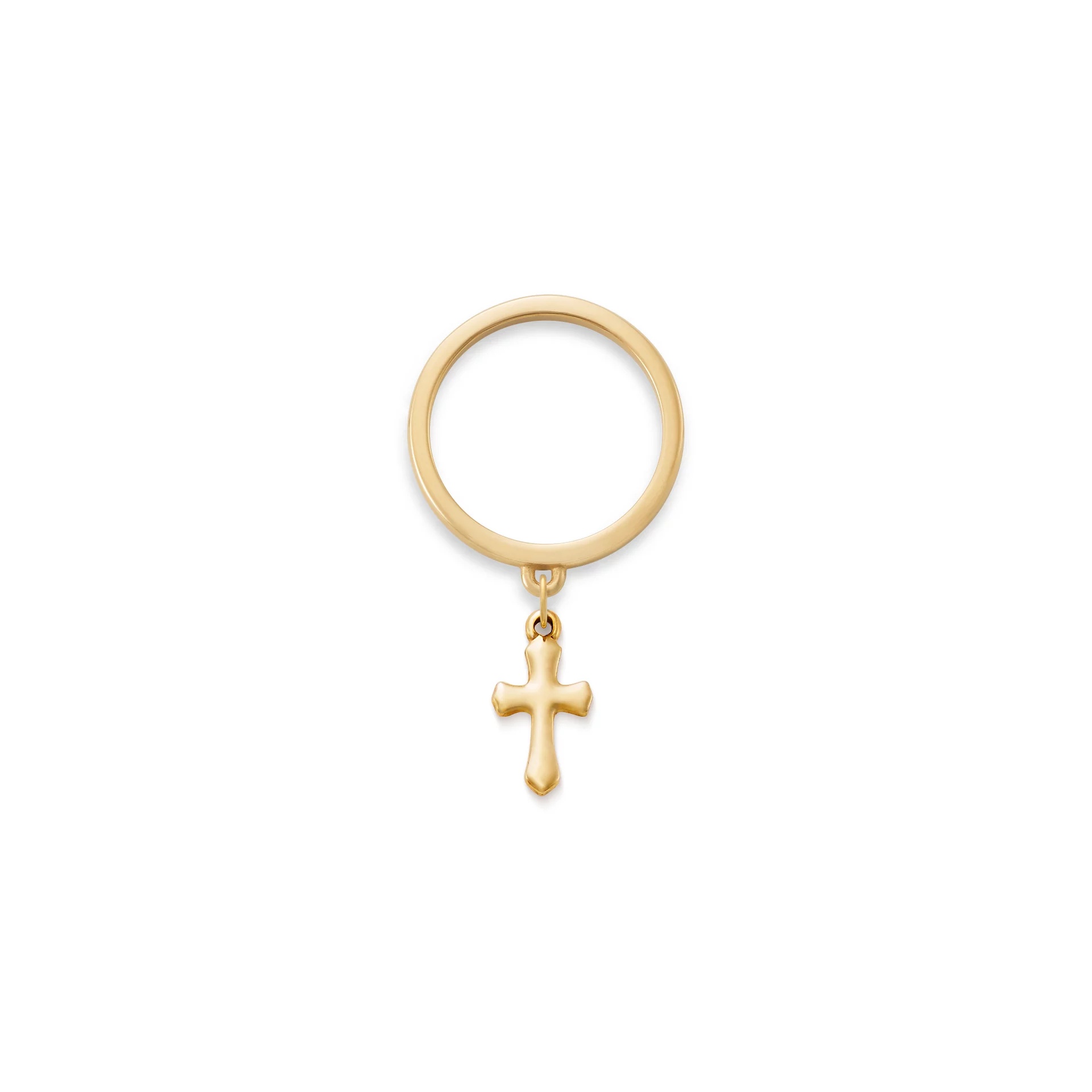 Flared Cross Charm Dangle Ring