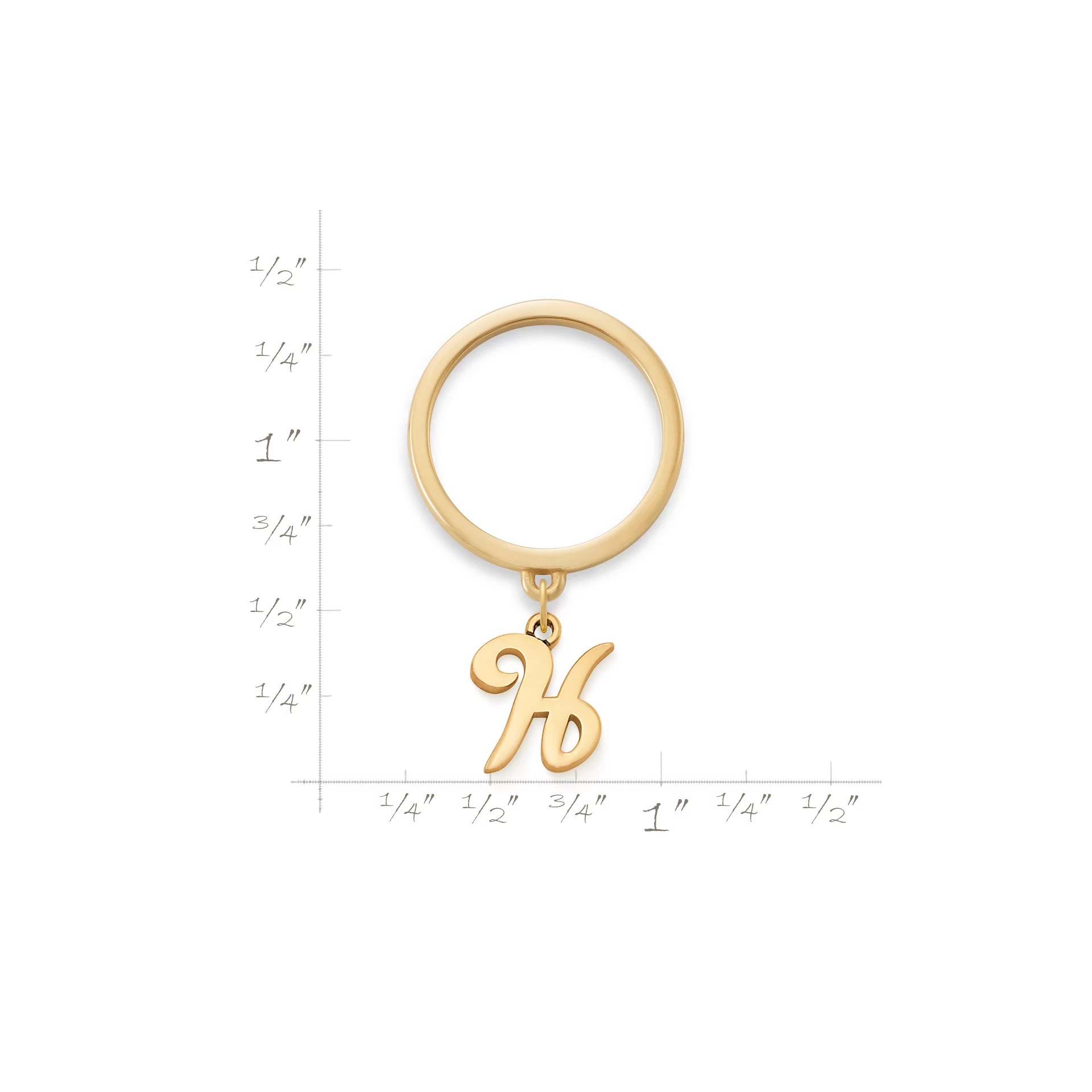 Small Script Initial Charm Dangle Ring - Image 2