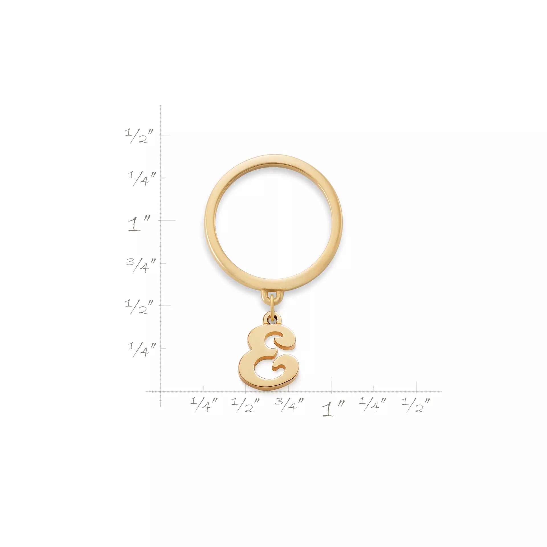 Small Script Initial Charm Dangle Ring - Image 2