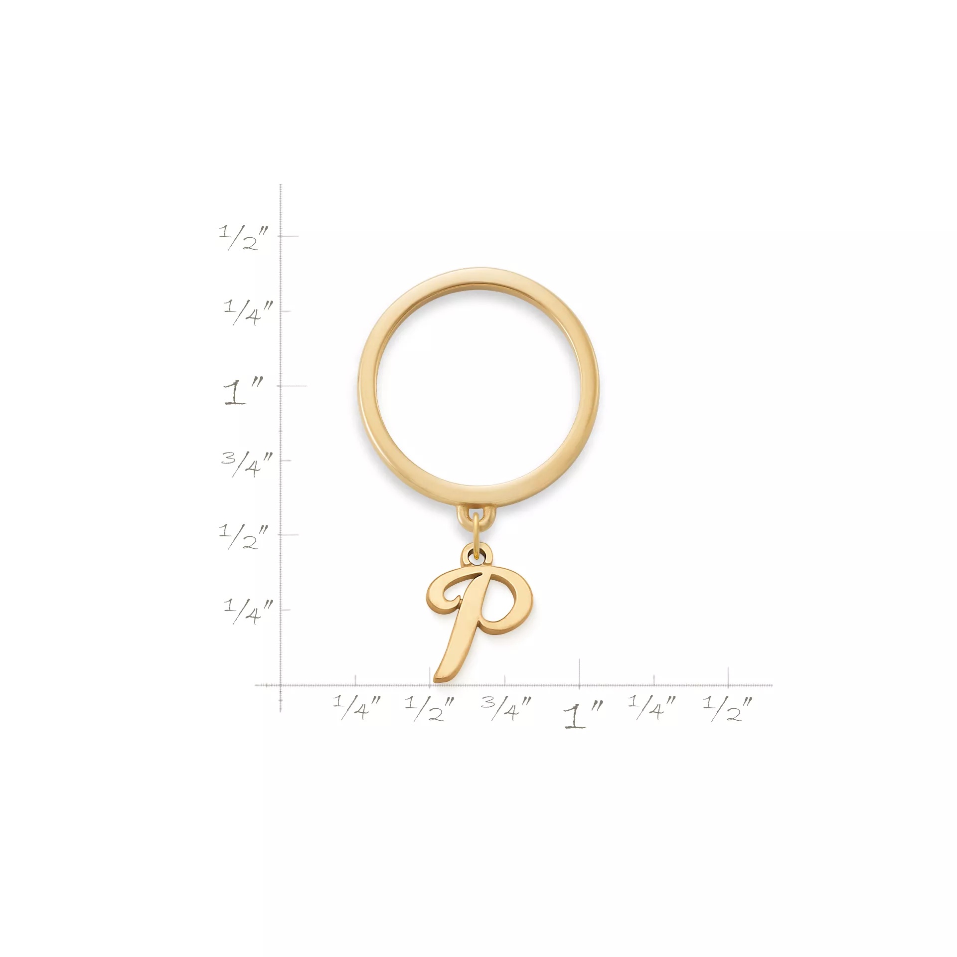 Small Script Initial Charm Dangle Ring - Image 2