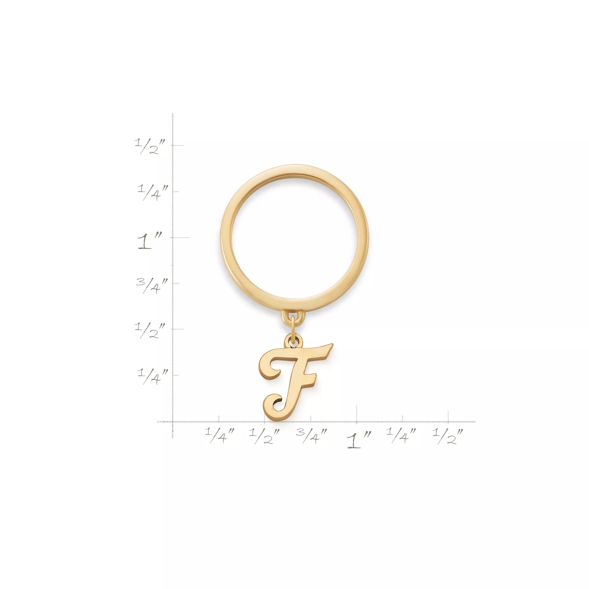 Small Script Initial Charm Dangle Ring - Image 2