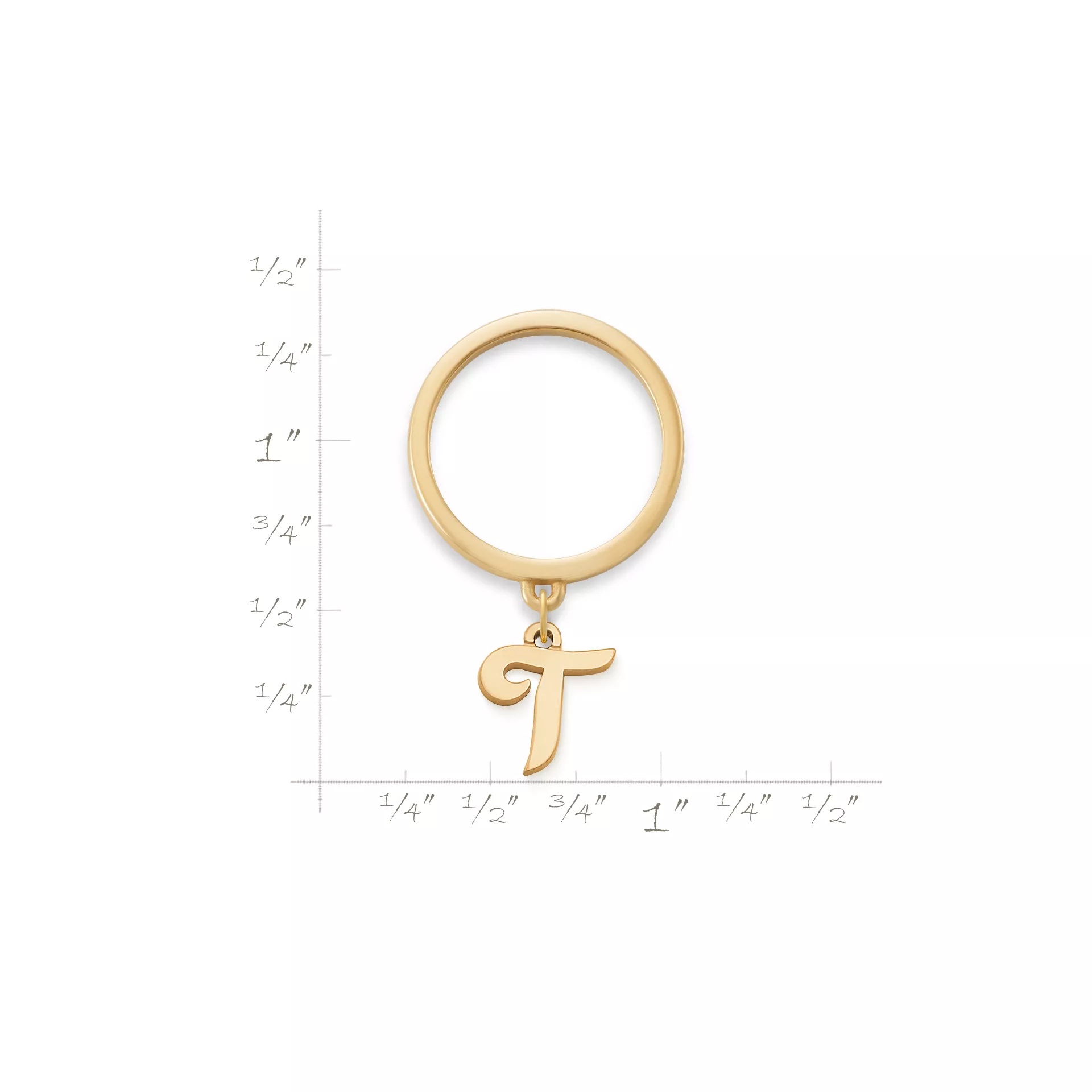 Small Script Initial Charm Dangle Ring - Image 2