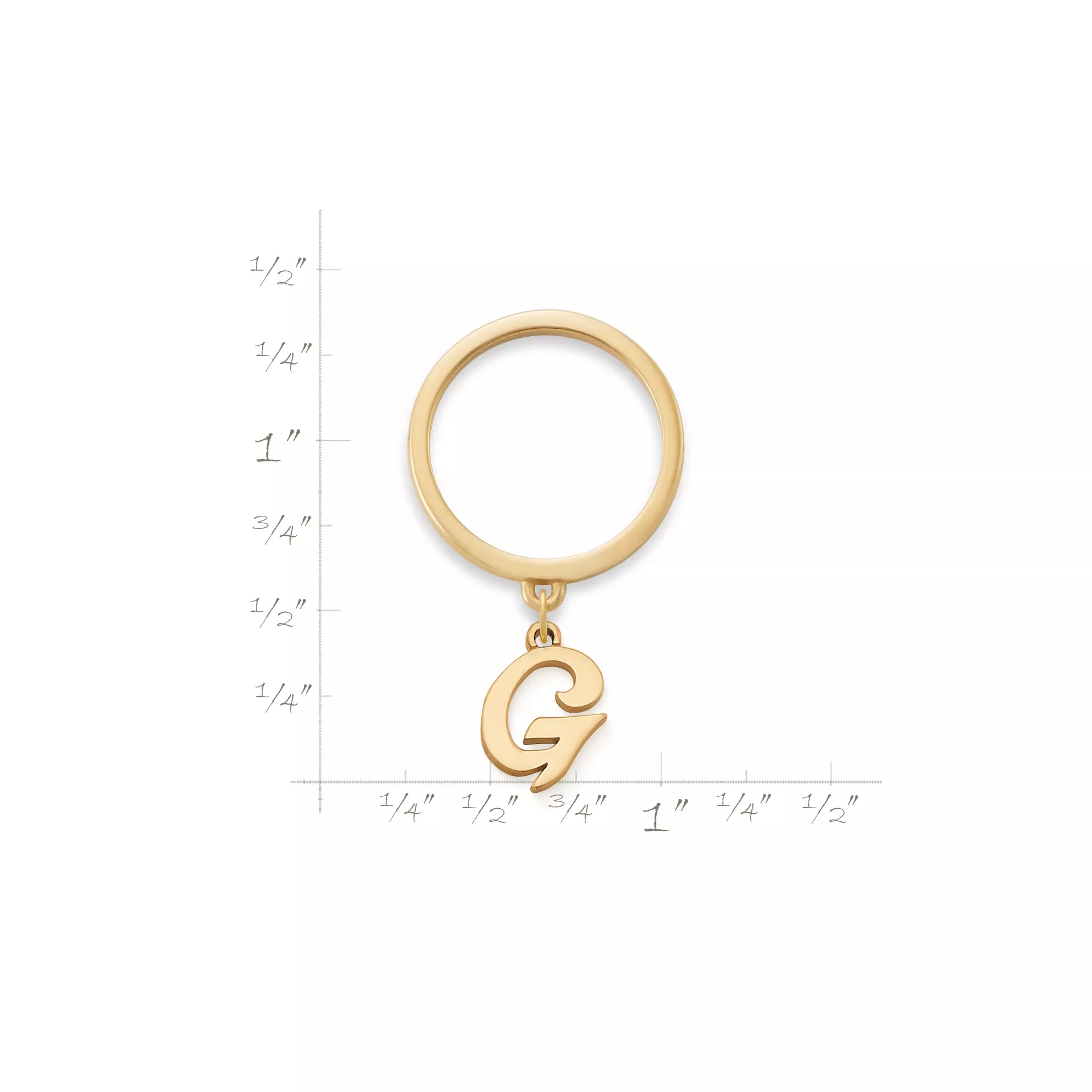 Small Script Initial Charm Dangle Ring - Image 2