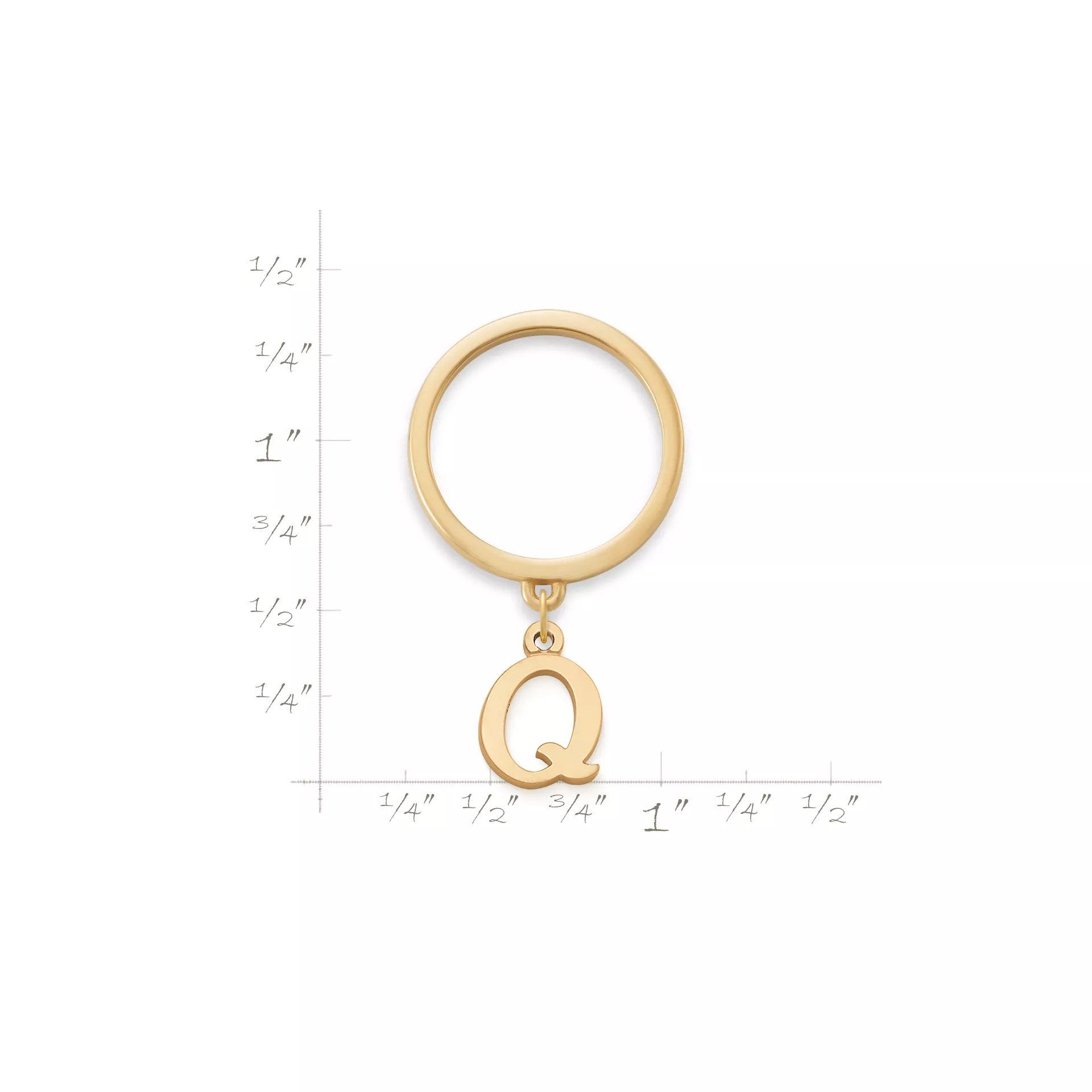 Small Script Initial Charm Dangle Ring - Image 2