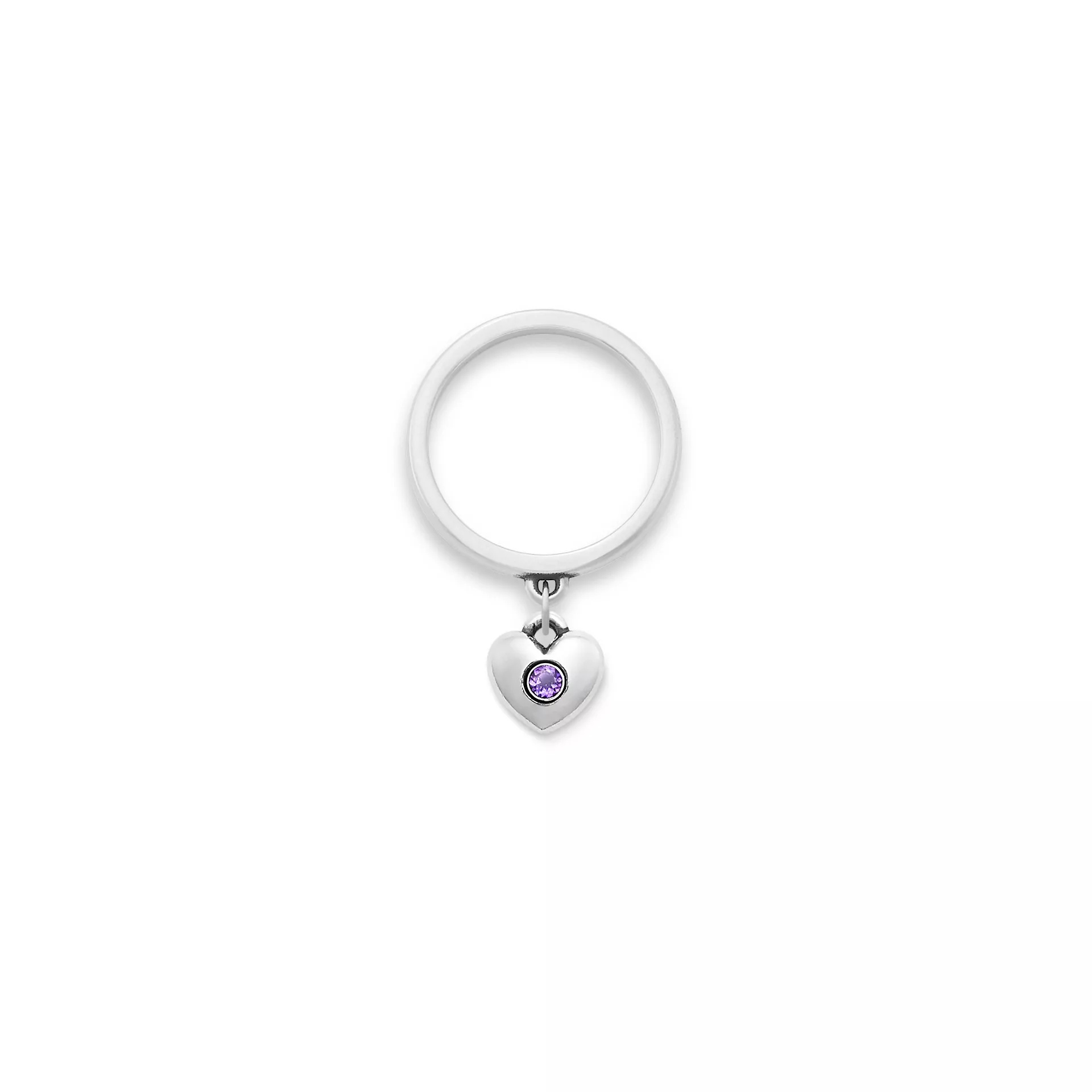 Keepsake Heart Birthstone Charm Dangle Ring