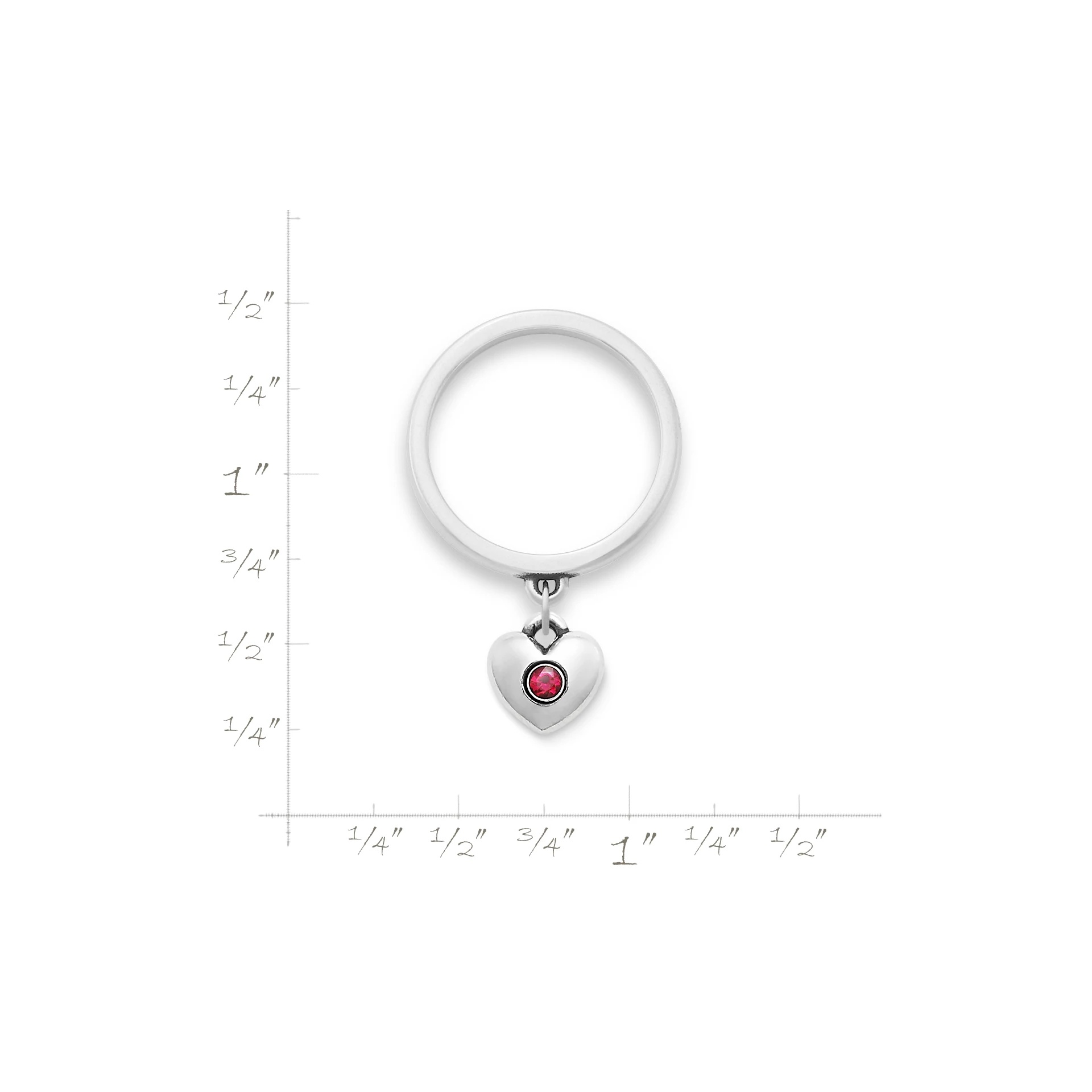 Keepsake Heart Birthstone Charm Dangle Ring - Image 2