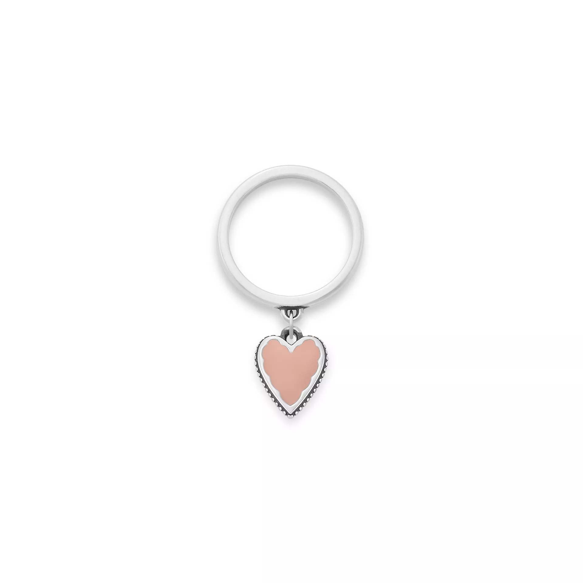Small Enamel Heart Charm Dangle Ring