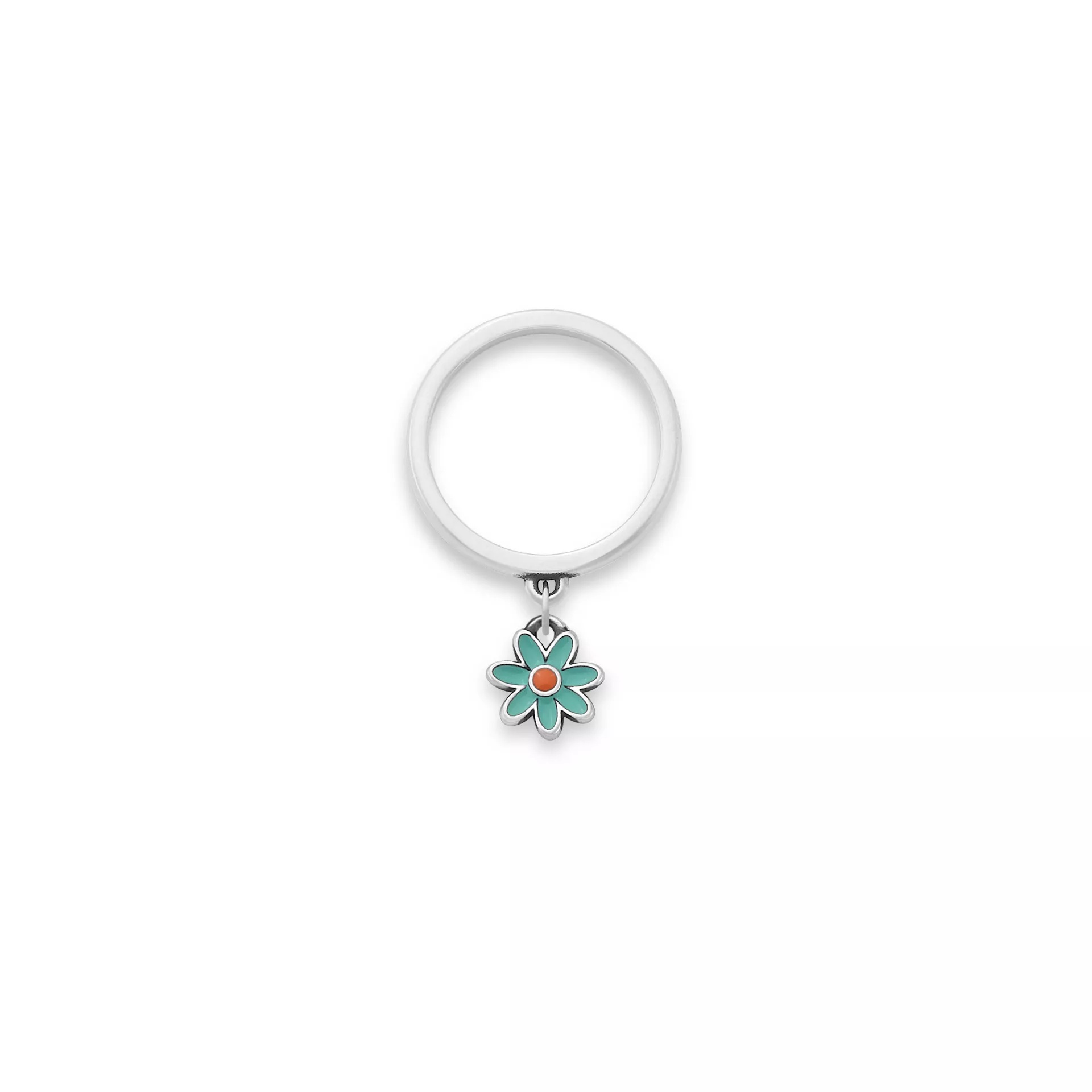 Enamel Mini Flower Charm Dangle Ring