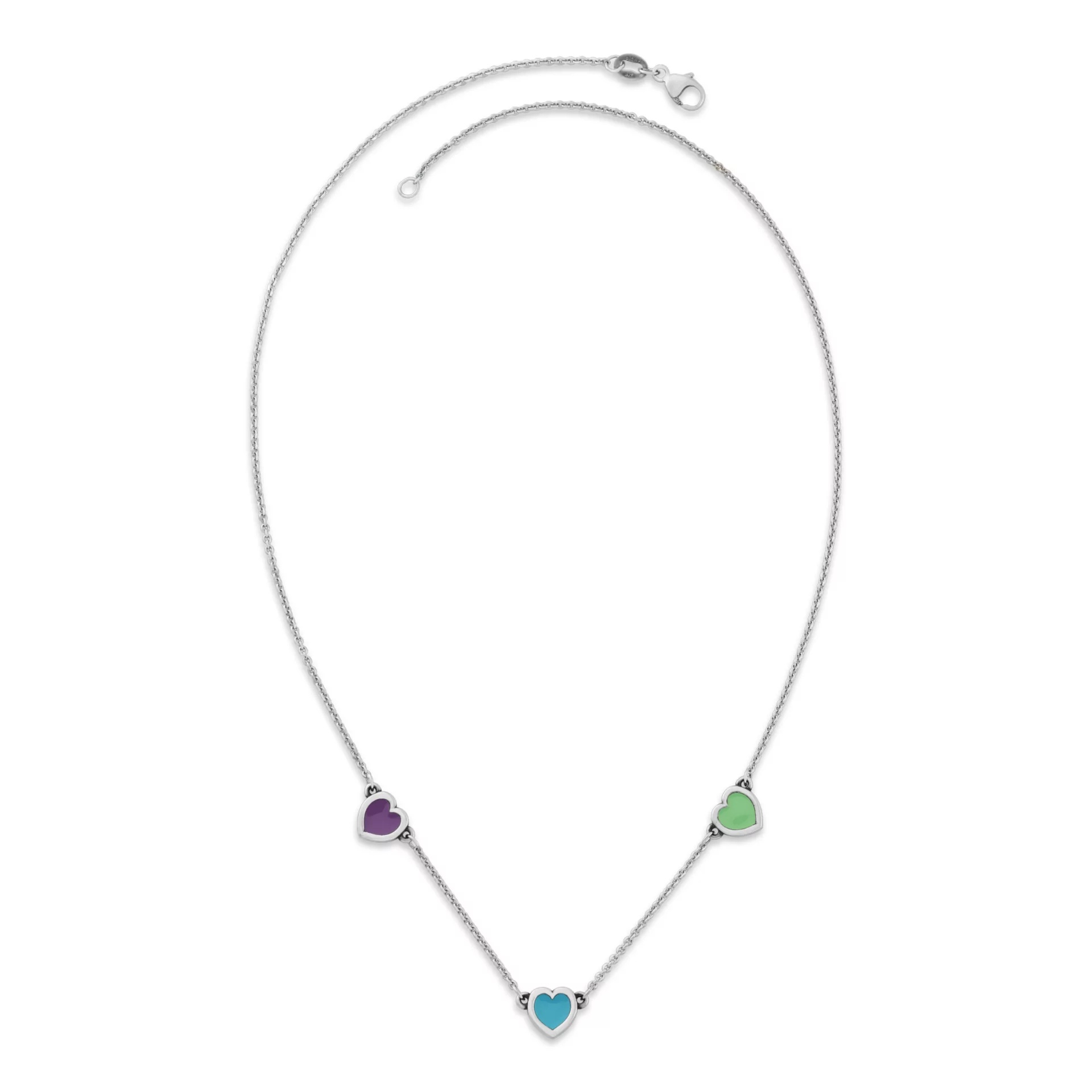 Enamel Connected Hearts Necklace - Image 2