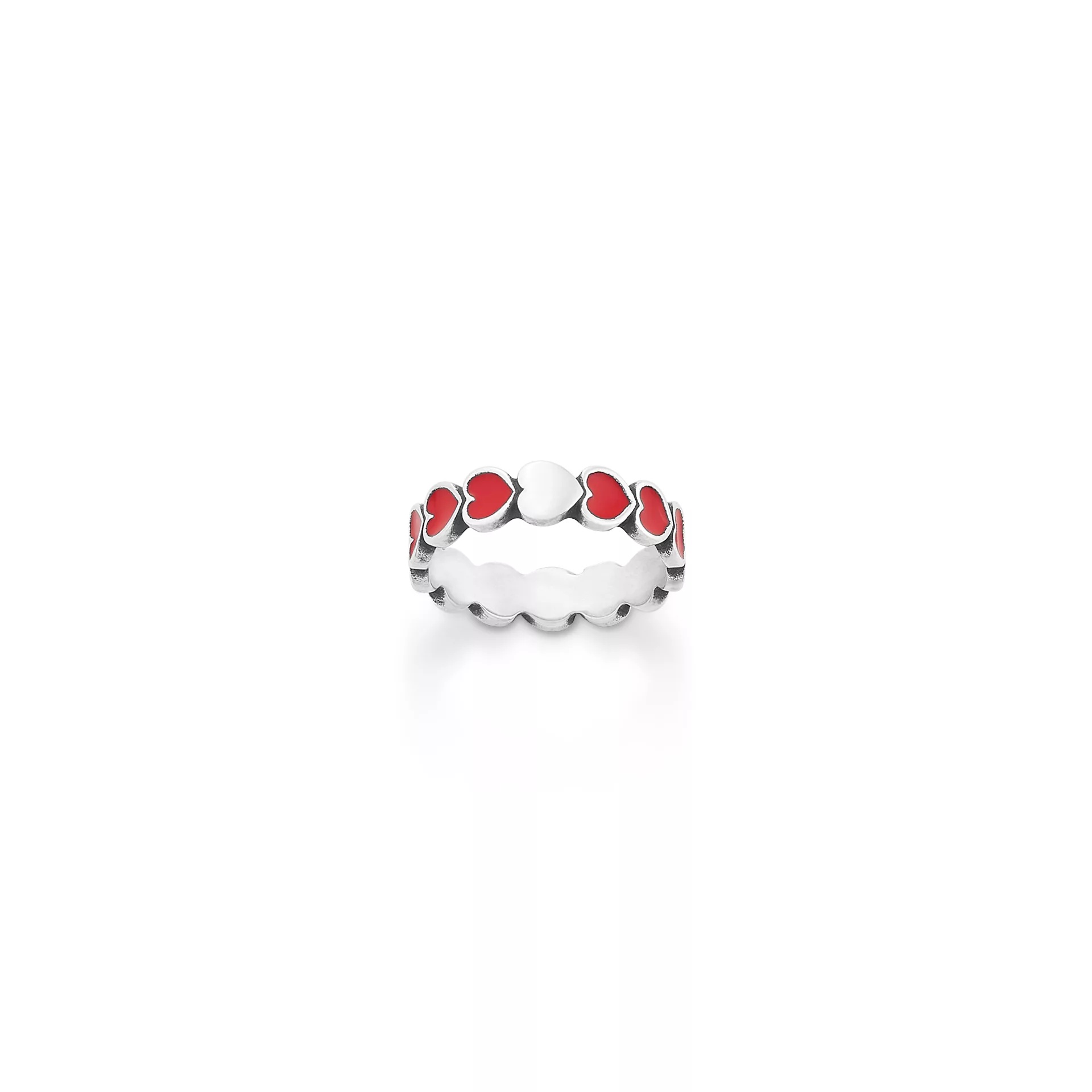 Enamel Connected Hearts Ring - Image 2