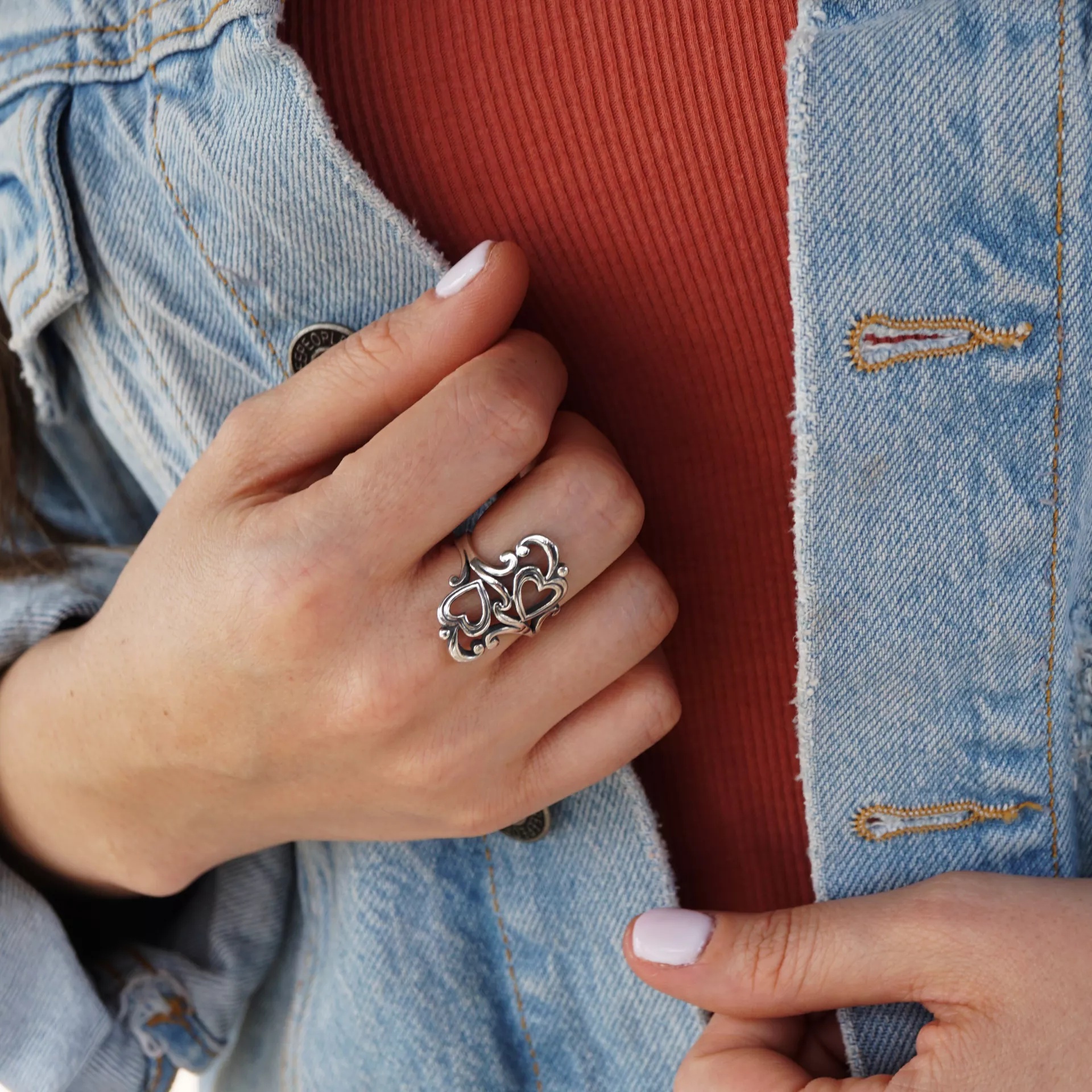 Swirls and Scrolls Hearts Ring - Image 3