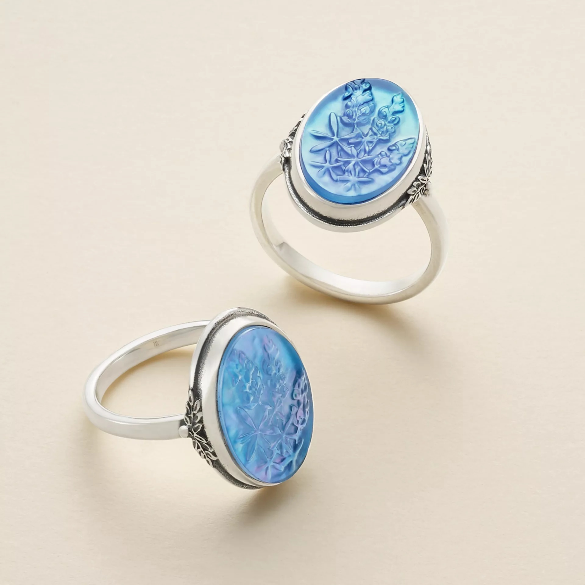 Sculpted Bluebonnet Layered Gemstone Ring - Image 3